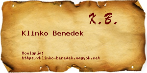 Klinko Benedek névjegykártya