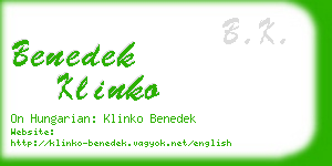 benedek klinko business card